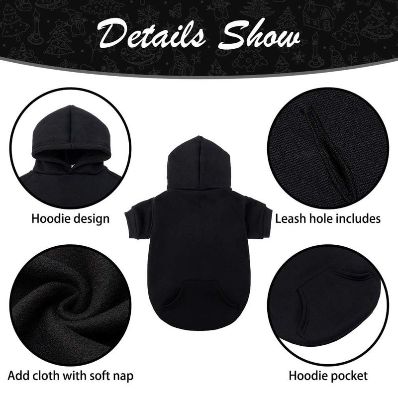 KOOLTAIL Basic Dog Hoodie - Soft and Warm Dog Hoodie Sweater with Leash Hole and Pocket, Dog Winter Coat, Cold Weather Clothes Sweatshirt for Small Medium Large Dogs Puppy Cat Boys Girls Black XL - Image 4